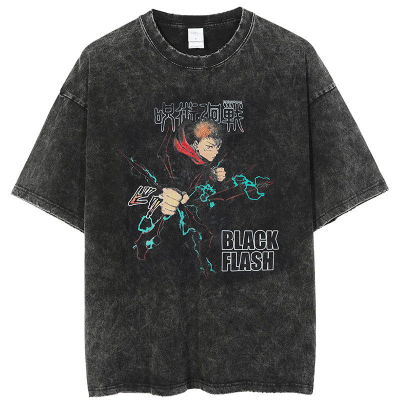 『Jujutsu Kaisen』Yuji Itadori "Black Flash" Vintage T-shirt