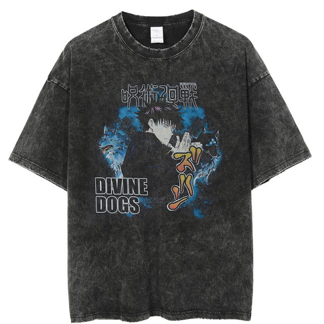 『Jujutsu Kaisen』Megumi Fushiguro "Divine Dogs" Vintage T-shirt